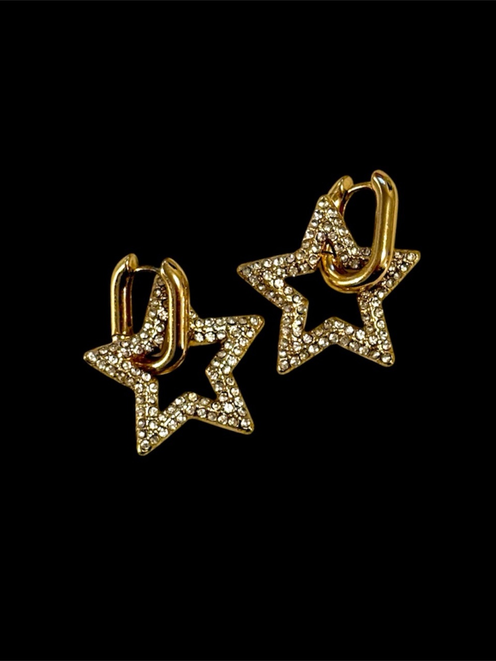 Francescas Gold Star Embellished Bedazzled Earrings